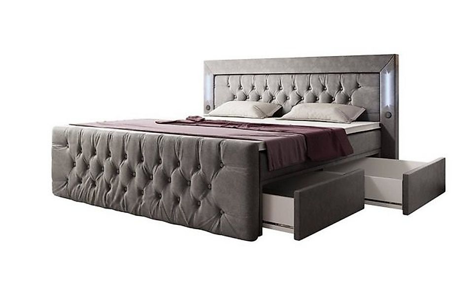 Luxusbetten24 Boxspringbett Diva, mit LED-Beleuchtung, USB-Anschluss und St günstig online kaufen