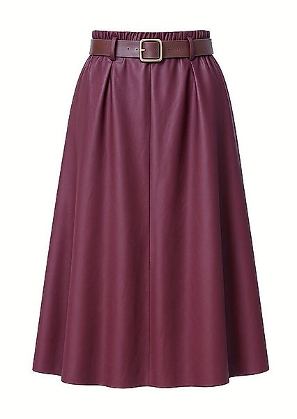 Mississhop Lederimitatrock Damen A-Linien Rock mit Gürtel und Metallschnall günstig online kaufen