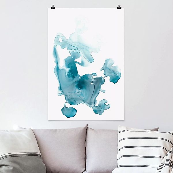 Poster Abstrakt - Hochformat Aquamarin im Dunst II günstig online kaufen