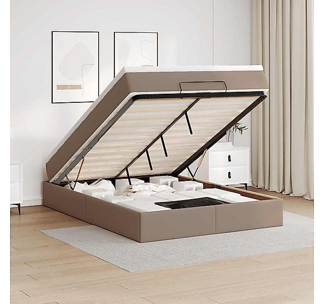 vidaXL Bett, Ottoman-Bett mit Matratze Cappuccino-Braun 140x190cm Kunstlede günstig online kaufen