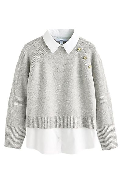 Next Strickpullover Mehrlagiger Pullover mit Kragen günstig online kaufen