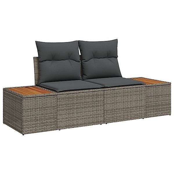 vidaXL Loungesofa Gartensofa 2-Sitzer mit Kissen Grau Poly Rattan, 1 Teile günstig online kaufen