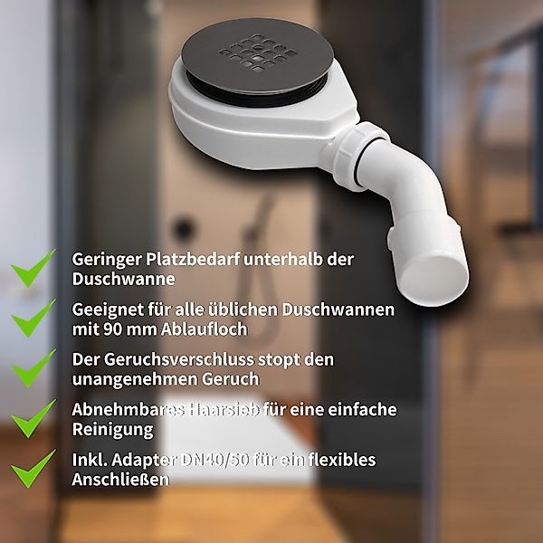 WITEN&NOCK Duschablauf Ablaufgarnitur SET Siphon 90mm günstig online kaufen