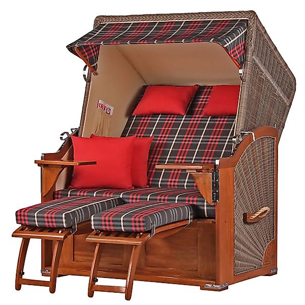 bene,iving Strandkorb Komplettset Schaalsee Mahagoni PE grau Modell 529 günstig online kaufen