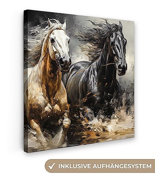 OneMillionCanvasses® Leinwandbild Pferde - Schwarz - Weiß - Tiere, Fotodruc günstig online kaufen