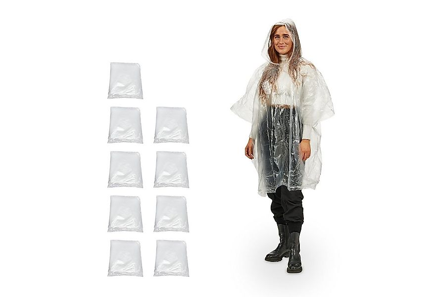 relaxdays Regenponcho 100 x Regenponcho transparent günstig online kaufen