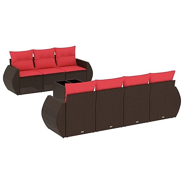 vidaXL 8-Tlg Gartensofa-Set mit Kissen Braun Polyrattan 3221133 günstig online kaufen