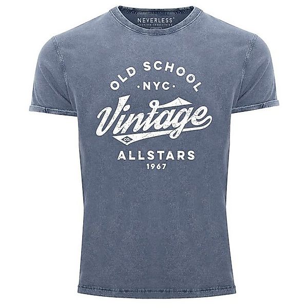 Neverless Print-Shirt Herren Vintage Shirt Retro Schriftzug Allstars Old Sc günstig online kaufen