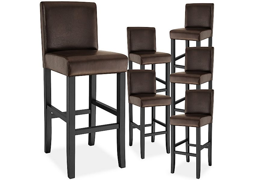 tectake Barhocker Barstuhl aus Kunstleder, gepolstert mit Rückenlehne, gepo günstig online kaufen