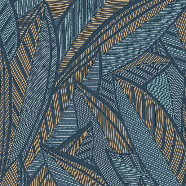 PROFHOME 399335-GU Grafik Tapete Floral schimmernd Blau Grün Gelb 0,53 m x günstig online kaufen