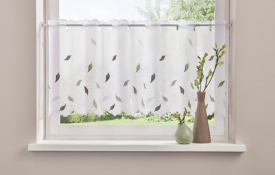 Home affaire Scheibengardine Blätter (1 St), Durchzuglöcher, transparent, V günstig online kaufen
