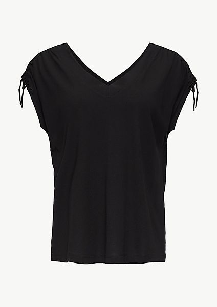 s.Oliver Kurzarmshirt V-Neck Shirt mit Raffung günstig online kaufen