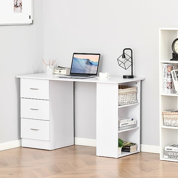 HOMCOM Schreibtisch Computertisch Bürotisch Arbeitstisch Regal mit 3 Schubl günstig online kaufen