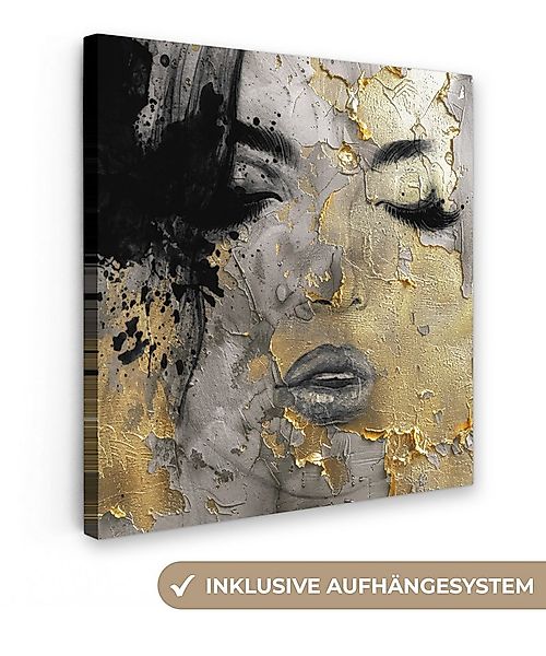 OneMillionCanvasses® Leinwandbild Frau - Kunst - Gold - Schwarz, Fotodruck günstig online kaufen