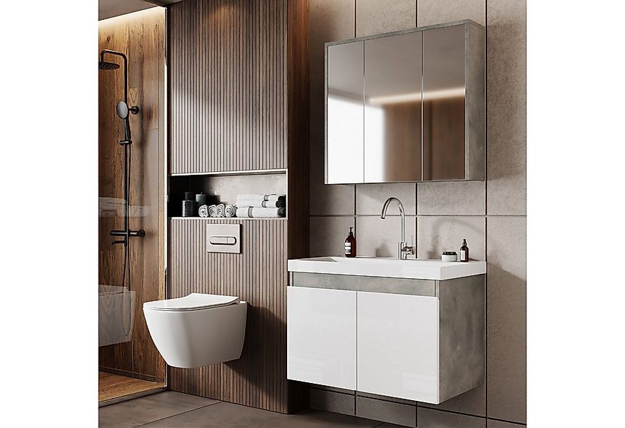 Karen Badmöbel-Set Badmöbel Set Alfa 60 Weiß, (Komplett-Set, 3-Teilig (Unte günstig online kaufen