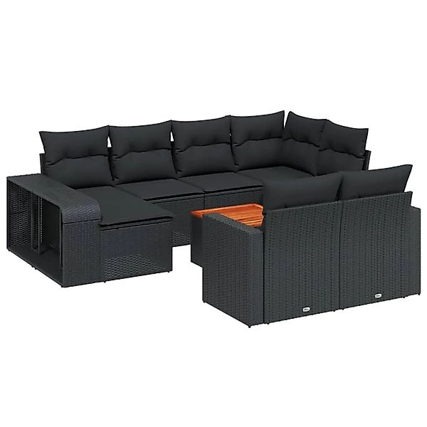 vidaXL 11-Tlg Garten-Sofagarnitur mit Kissen Schwarz Poly Rattan 3261305 günstig online kaufen