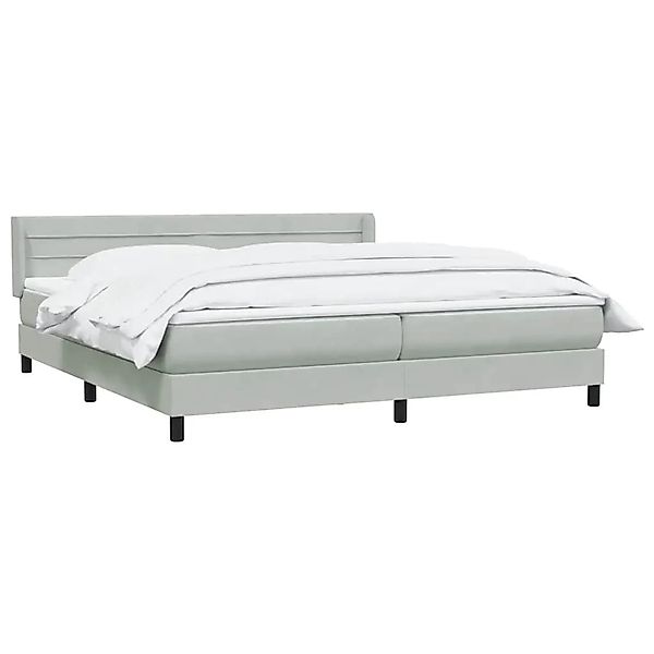 vidaXL Boxspringbett mit Matratze Hellgrau 180x220 cm Samt 3318249 günstig online kaufen