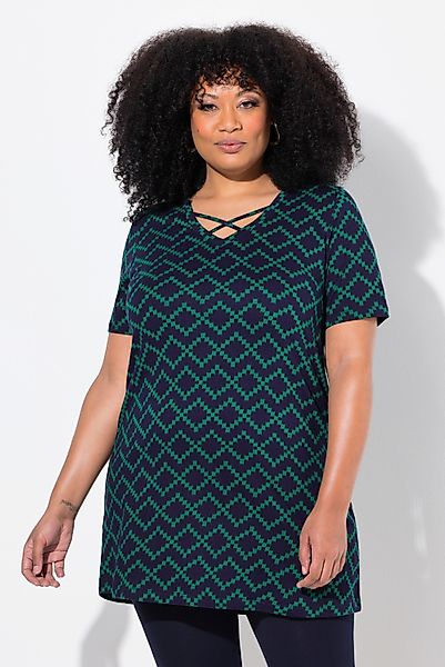 Ulla Popken Longshirt Longshirt Zierbänder A-Linie günstig online kaufen