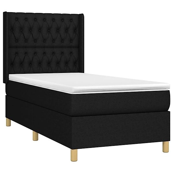 vidaXL Boxspringbett mit Matratze & LED Schwarz 100x200 cm Stoff 3139095 günstig online kaufen