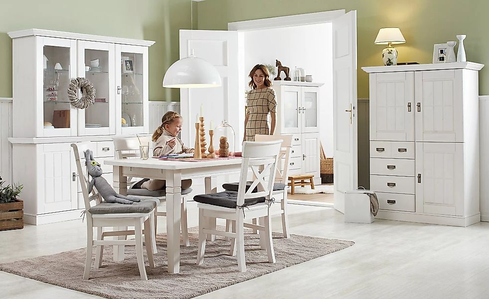 maison bleue Highboard  Florian ¦ weiß ¦ Maße (cm): B: 118,5 H: 163,5 T: 48 günstig online kaufen