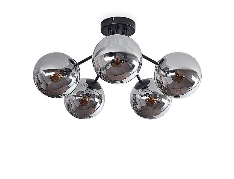 hofstein Deckenleuchte Hängelampe aus Metall/Glas in Schwarz/Klar, im Vinta günstig online kaufen