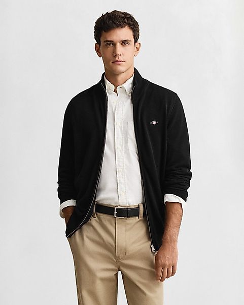 Gant Cardigan CASUAL COTTON ZIP CARDIGAN Mit Rippbündchen an Stehkragen, Är günstig online kaufen