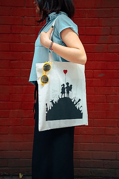AvantgART Shopper Stoffbeutel Baumvolle, Jutebeutel, Banksy Kunstdruck, Tra günstig online kaufen