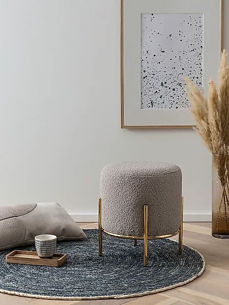 SalesFever Polsterhocker, mit Design-Gestell aus goldfarbenem Metall günstig online kaufen