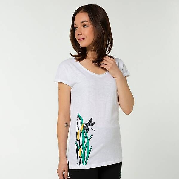 Damenshirt, “Libelle“, T-shirt Weiß, Bedruckt, Tshirt, Bio-baumwolle, Siebd günstig online kaufen