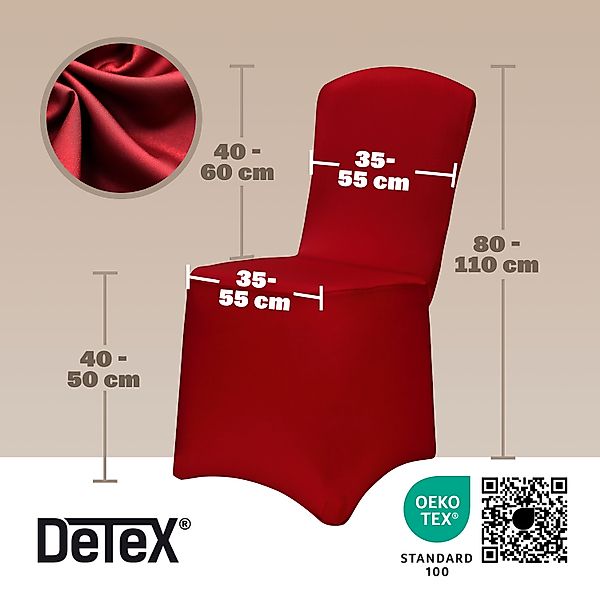 Stuhlhusse 6er-Set Bordeaux OEKO-TEX® günstig online kaufen