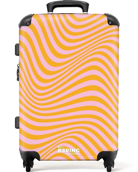 NoBoringSuitcases.com© Hartschalen-Trolley Rosa mit orangefarbenen Wellenli günstig online kaufen