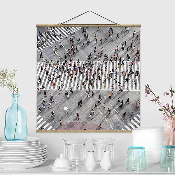 Stoffbild mit Posterleisten Shibuya Crossing in Tokio günstig online kaufen