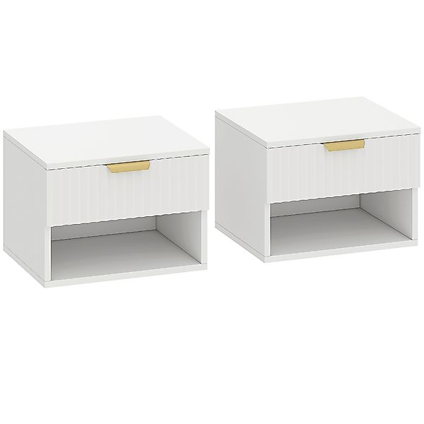 HOMCOM 2er-Set schmale hängende Nachttische mit Soft-Close, gerillter Schub günstig online kaufen