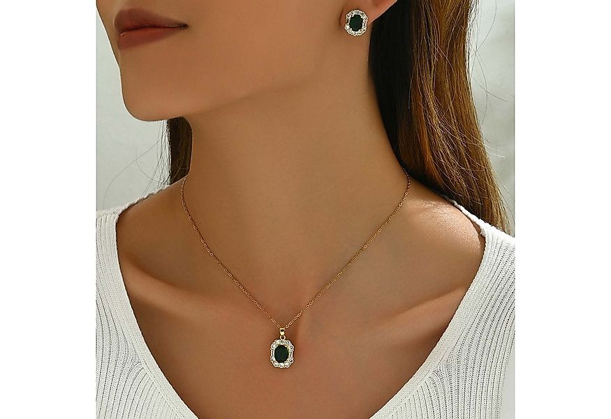 trends for living Schmuckset Schmuckset Halskette und Ohrringen mit grünem günstig online kaufen