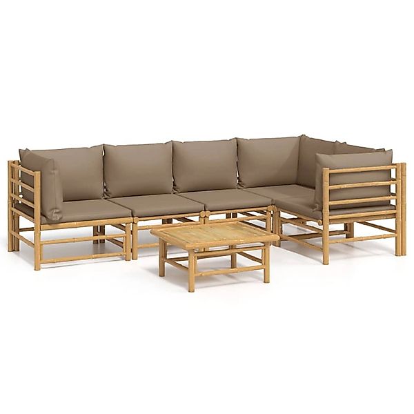 Vidaxl 6-tlg. Garten-lounge-set Mit Kissen Taupe Bambus günstig online kaufen