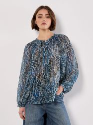 Apricot Chiffonbluse Chiffon-Top mit Patchwork-Druck günstig online kaufen