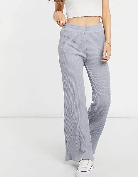 Cotton:On – Gerippte Hose in Grau mit weitem Bein-Schwarz günstig online kaufen