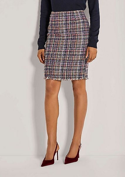 MADELEINE Midirock Bundloser Tweed-Bleistiftrock Mit gefranster Saumkante u günstig online kaufen