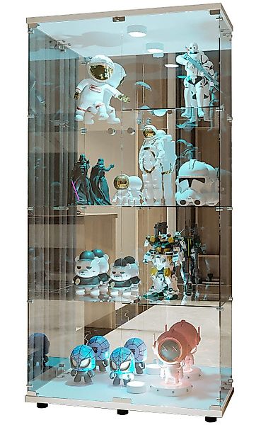 FUROKOY Glasvitrine Vitrinenschrank mit Glastüren Beleuchtung günstig online kaufen