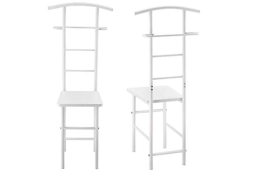 en.casa Herrendiener, Anaheim Stuhl mit Kleiderbügel und Hosenhalter Weiß günstig online kaufen