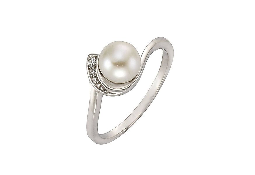 Zeeme Fingerring Silber 925 rhodiniert mit weißer Perle & Zirkonia günstig online kaufen