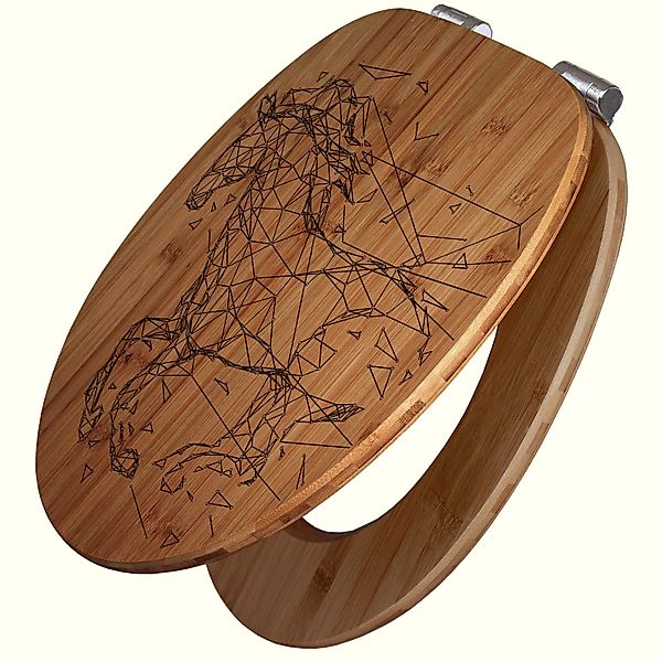Banjado WC Sitz Bambus Holz Mit Gravur Toilettendeckel Mit Absenkautomatik günstig online kaufen