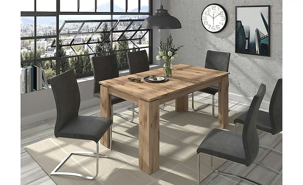 ebuy24 Titan Esstisch 160/200 cm inkl Zusatzplatten Eiche Dekor günstig online kaufen