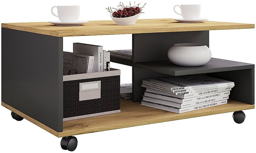 VCM Couchtisch Holz Sofatisch Couchtisch Rollen rollbar Stango L, Pflegelei günstig online kaufen