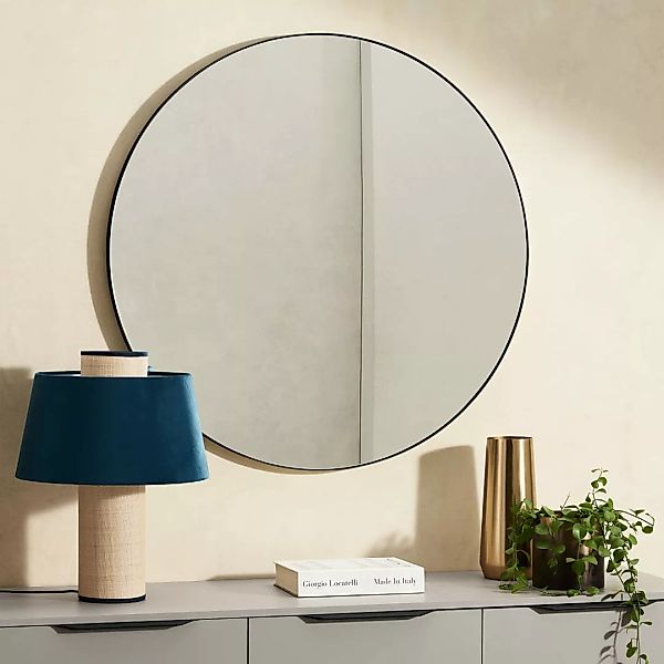 Arles extragrosser runder Wandspiegel (o 100 cm), Mattschwarz - MADE.com günstig online kaufen