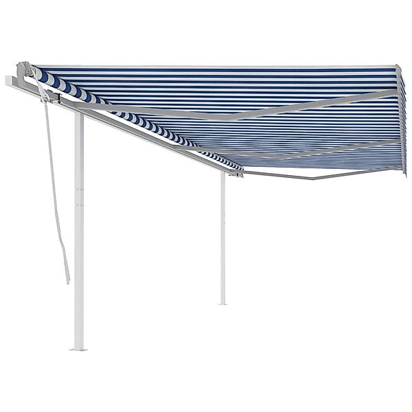 furnicato Gelenkarmmarkise Einziehbar mit Pfosten 6x3 m Blau und Weiß günstig online kaufen