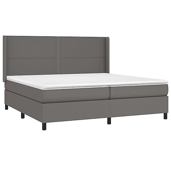 vidaXL Boxspringbett mit Matratze & LED Grau 200x200 cm Kunstleder 3139347 günstig online kaufen