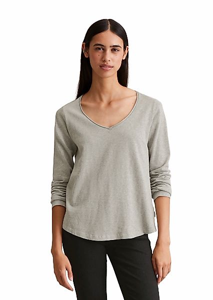 Marc OPolo DENIM Langarmshirt mit Rollkante am V-Ausschnitt günstig online kaufen