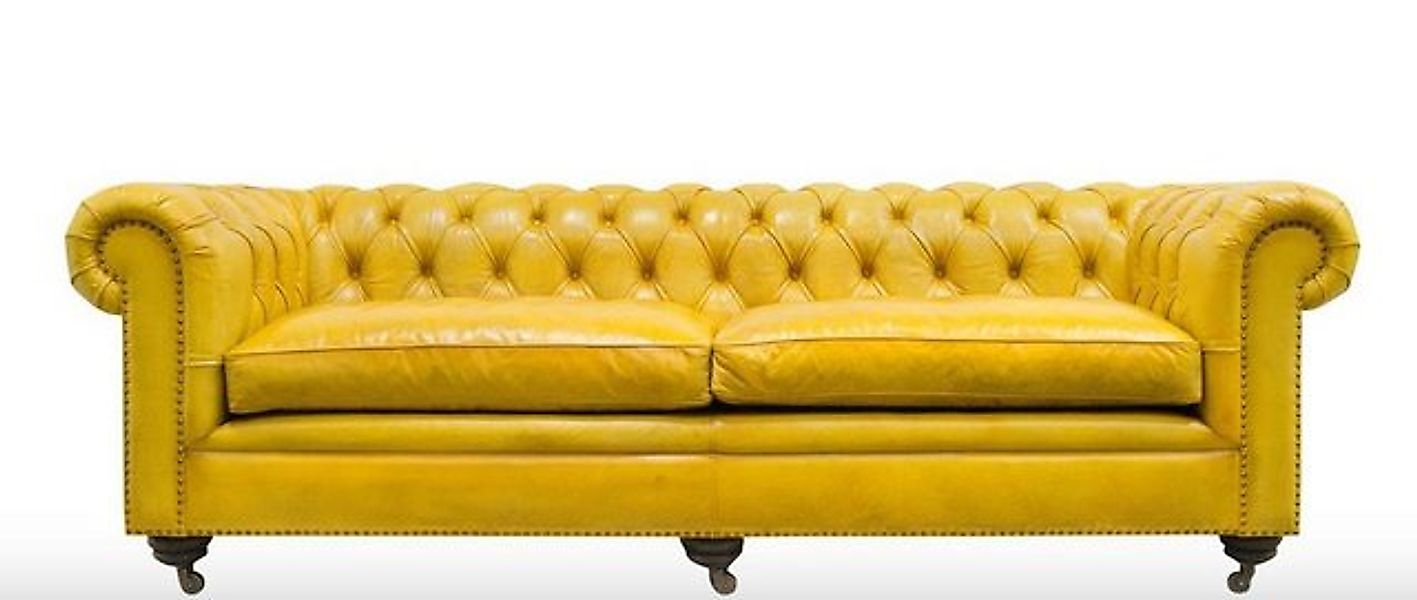 Casa Padrino Chesterfield-Sofa Luxus Chesterfield 2er Sofa Gelb 242 x 100 x günstig online kaufen