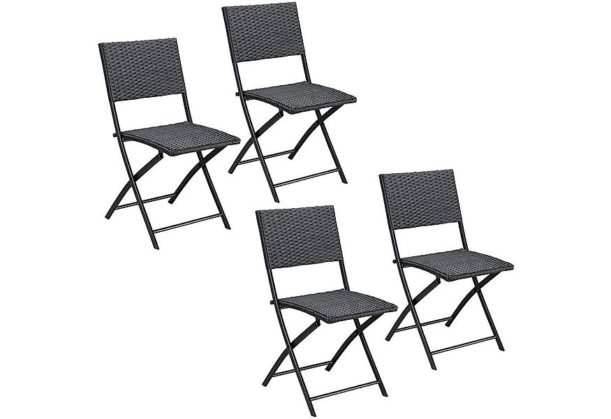 Casaria Klappstuhl Rom (4 St), Polyrattan 4er Set 120kg Belastbarkeit Platz günstig online kaufen